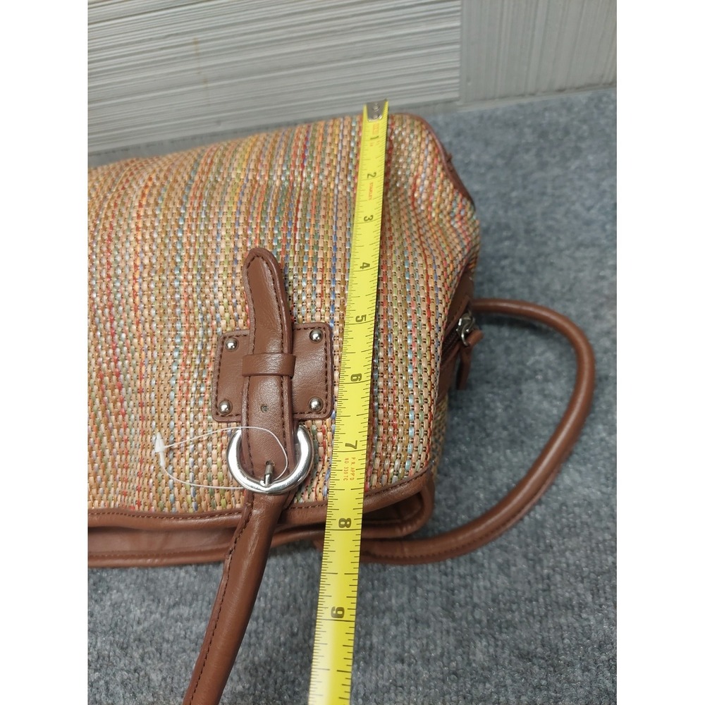 Croft & Barrow Women Shoulder Bag Small Brown Stripe Braided Leather Trim Casual - Picture 12 of 16